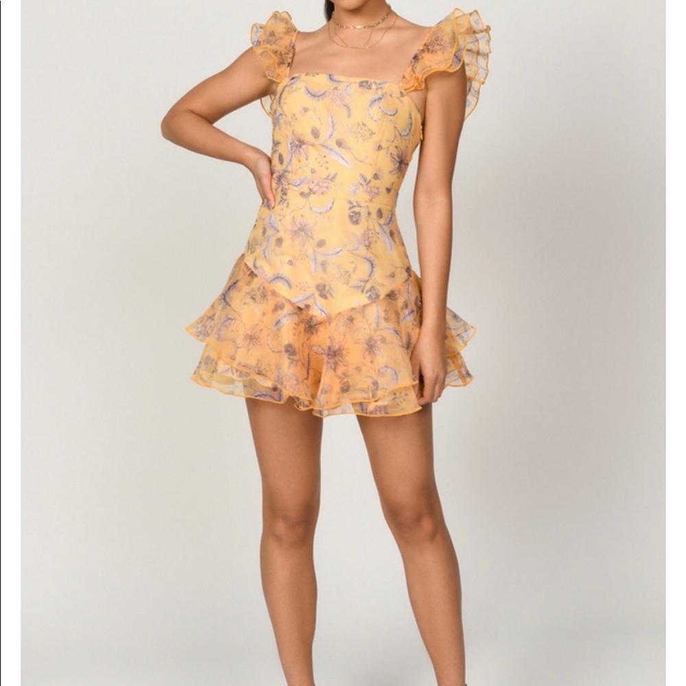Yellow floral ruffle dress